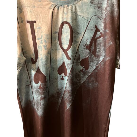 Shein Poker Cards Short Sleeve Playing Cards Print Tie-Dye T-Shirt M - Picture 4 of 5
